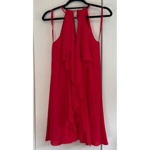 BCBGMAXAZRIA Red Ruffle Halter Neck Cocktail Party Dress XXS‎